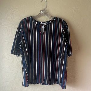 Liz Claiborne Multi Stripe Blouse; Size M